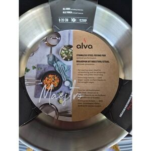Alva Maestro Stainless Steel Frying Pan‎ 8 Inch Induction Compatible NEW